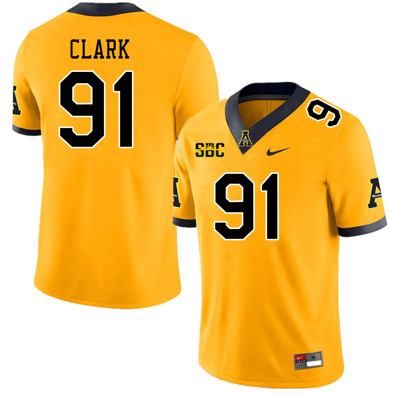 Men #91 Markus Clark Appalachian State Mountaineers College Football Jerseys Stitched Sale-Gold